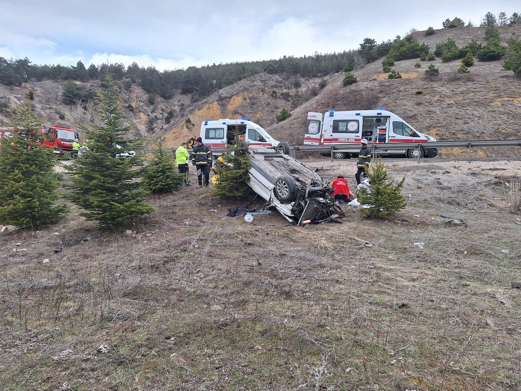 Yoldan çıkan otomobil takla attı: 5 yaralı