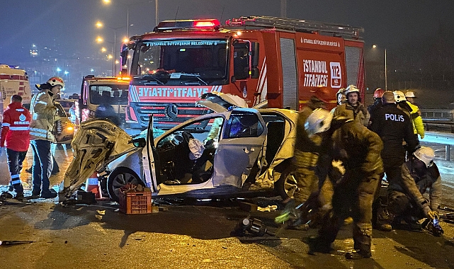 Makas atan araç yol kenarındaki dampere çarptı: 1 ölü, 2 yaralı