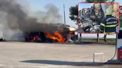 Şanlıurfa'da pamuk yüklü tır alev alev yandı