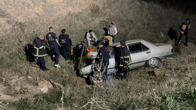 Adıyaman'da otomobil şarampole yuvarlandı!